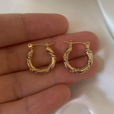 China CLASSIC Hip Hop Party Jewelry Punk Gold Plated Stainless Steel Geometric Large Round Circle Bamboo Earrings For Women for sale