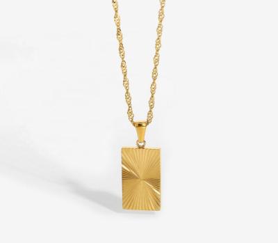 China 2021 TRENDY Fashion18k Gold Plated Women's Pendants Necklace Jewelry Stainless Steel Necklace Simple Rectangle Pendant Necklace for sale