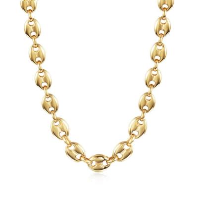 China TRENDY Daily Coffee Bean Chain Necklace Stainless Steel Non Tarnish Chain 18k Chunky Link Chain Necklace Gold Plated Necklace for sale