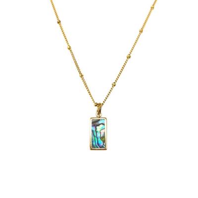 China FASHIONABLE Tasty Rectangle Pendant Necklace 18k Gold Plated Abalone Shell Necklace Natural Shell Pendant Necklace For Women for sale