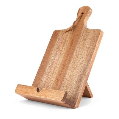 China Africa Tablet Stand, Rustic Acacia Wood Shelf Stand Farmhouse Book Holder and Display Cookbook Wood Rack for sale