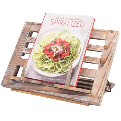 China Africa Rustic Wood Stands Adjustable Cookbook Holder Kitchen Recipe Book iPad and Tablet Book Rest Holder for sale