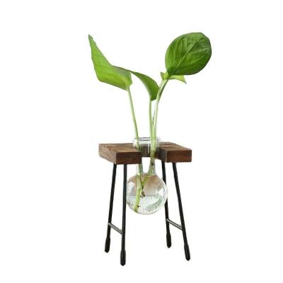 China Europe Plant Breeding Station Planters Stand Wooden Water Propagating Stations Plant Hydroponic Vase Glass Stand For Plant Gifts for sale