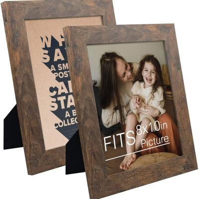 China Wood 8x10 Photo Display Frame For Office To Wall Work Vintage Picture Frames Photo Frame Brown Distressed Grain Style for sale