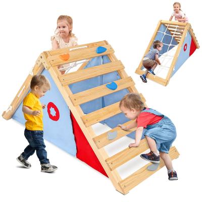 China Stuffed Montessori Triangle Toys Triangle Climbing Climber Playing Wooden Toy Set For Baby Gym Playground Play Gym Set Na for sale