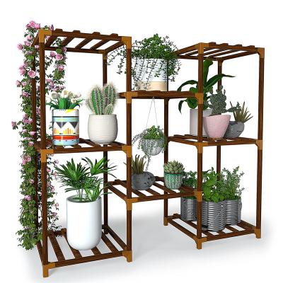 China Europe Plant Stands Blow Plant Outdoor Wooden Pot Stands Flower Pot Set Organizer Shelf Display Rack Wooden Plant Stand for sale