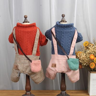 China Sustainable dog clothes knitted backpack clothes dog spring and winter clothes quadruped dog small outwear for sale