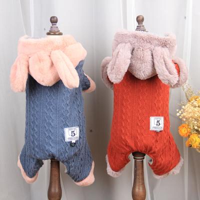 China 2022 New Fashion Autumn Winter Warm Knitted Rabbit Small Ear Viable Thick Cute Dog Clothes for sale