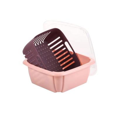 China Sustainable New Design Food Storage Basket For Vegetables And Fruits With Colander Serving Container And Cover for sale