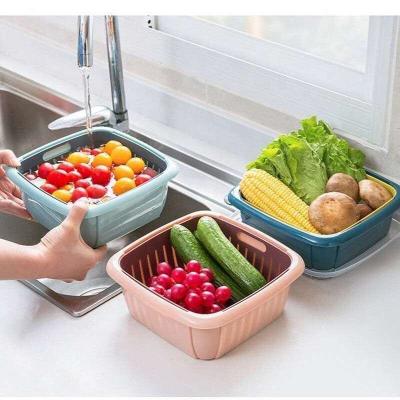 China Sustainable Popular Food Storage Basket For Vegetables And Fruits With Colander Serving Container And Cover for sale