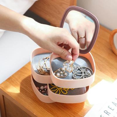 China Popular Viable Storage Case Rotating Jewelry Holder Jewelry Organizer Box For Earring Necklace for sale