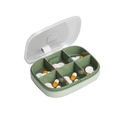 China Viable New Design Portable Pill Case Organizer Container Pill Holder Storage Box with 6 Compartments for sale