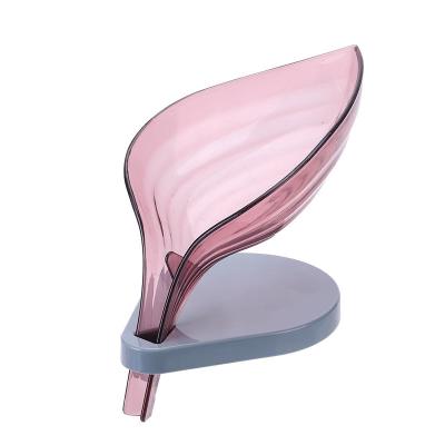 China Soap Dry Easy Dry Innovative Multifunctional Soap Box ABS Material Leaf Shape Soap Holder With Suction for sale