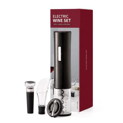 China Gift Set Hot Sale Automatic Wine Opener Gift Set Red Wine Opener With Foil Cutter, Wine Stopper, Wine Pourer for sale