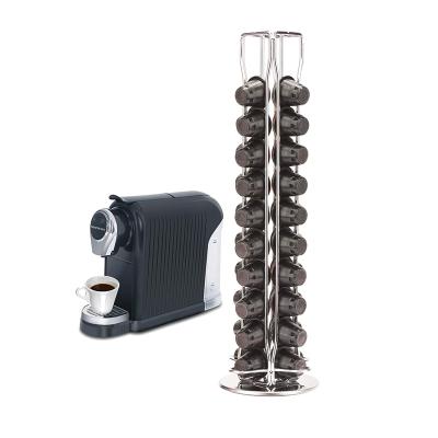 China Viable Popular Silver Color Rotating Coffee Capsules Stand Coffee Pod Holder For 40Pcs Nespresso for sale