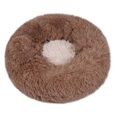 China Mechanical Wash Hot Sale Pet Supplies Washable Plush Cat House With Bed Dog Cat Beds House Soft Long Plush Faux Fur Round Dog Bed for sale