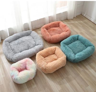 China New Mechanical Wash Plush Faux Fur Round for Dog and Cat House Washable Pet Beds Fluffy Faux Fur Pet Bed Pet Bed for sale