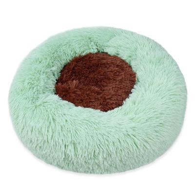 China Hot Sale Mechanical Washing Pet Supplies Washable Cat Novelty Round Plush Faux Fur Dog Bed Luxury Sofa Cat Bed House for sale