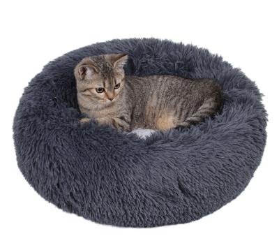 China Round Dog Cat Bed Pet Pet Beds Washing Faux Fur New Plush Mechanical Nest Winter Pet Beds for sale