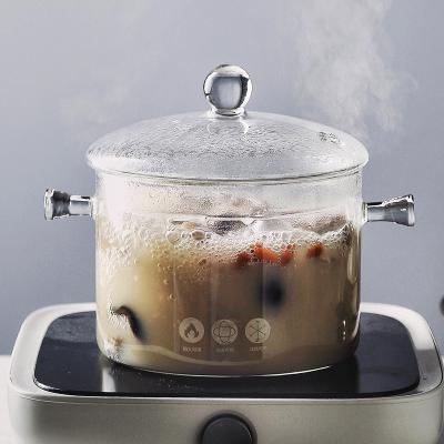 China Most Mordern Product Double-ear Borosilicate Pyrex Transparent Clear Glass Cook Pot Kitchen Ware for sale