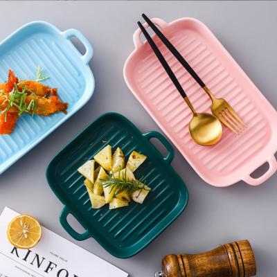 China Baking Dish Pan Plate Ceramic Bakeware Microwave Oven Special Baking Bowl hot sale china viable household ware wholesale for sale