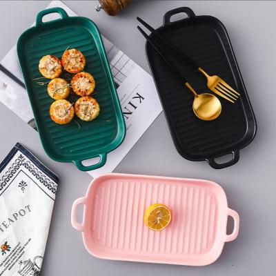 China Sustainable Hot Sale Houseware Wholesale Ceramic Tableware Baking Dish Dish Microwave Oven Special Baking Plates for sale