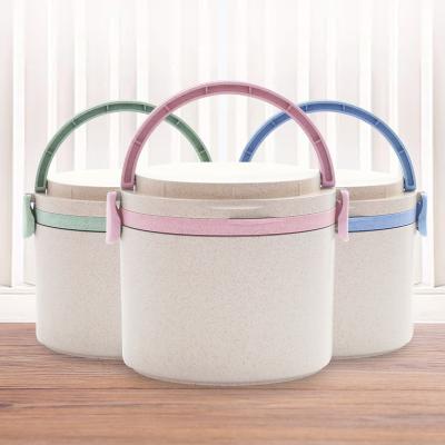 China Minimalist Environmentally Friendly Degradable Kitchen Accessories Round Insulation Lunch Box Multi-layer Sealed Food Storage Container for sale