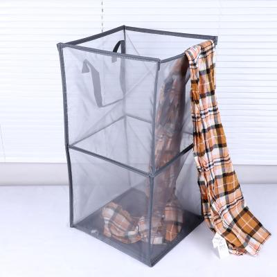 China High Quality Durable Cloth Box Laundry Storage Basket Net Foldable Laundry Hamper for sale