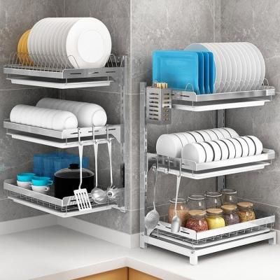 China Minimalist Amazon Stainless Steel Wall Hanging Hot Dish Drying Rack Kitchen Dish Rack Dish Kitchen Storage for sale