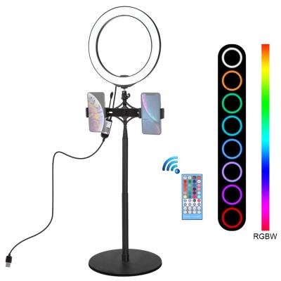 China Multifunctional Lamp Round Shape Dimmable Led Ring Light With Mirror Tripod Stand for sale