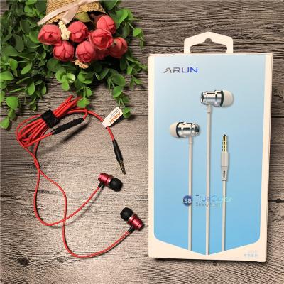 China ARUN S8 In-ear Wired Headset 3.5mm In Ear Subwoofer Wire Control With Wired Microphone Headsets for sale