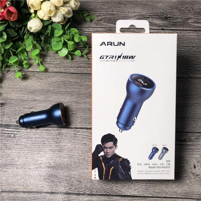 China Amazon classic best selling ARUN GTR1 in car charger 18W usbc charger qc3.0 mobile dual car charger for sale