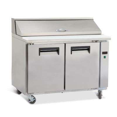 China Commercial Single-Temperature 2 Door S/S Pizza Prep Table Refrigerator For Restaurant Kitchen Equipment for sale