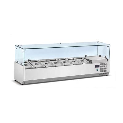 China Single-temperature Table Top Salad Counter For Sale Small Display Fridge Door Catering Buffet Ice Glass Bin for sale