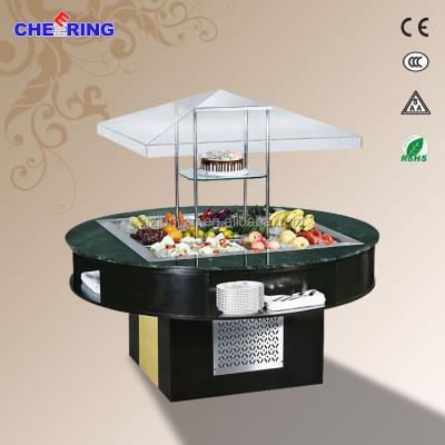 China Cold Color Steel/Stainless Steel Buffet Display Kitchen Equipment Restaurant Salad Counter Chiller Canton Manufacturers for sale