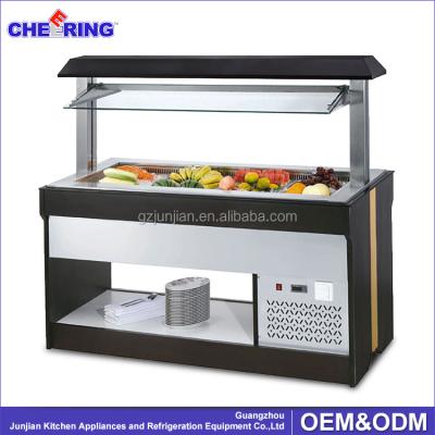 China Marble Island Type Salad Counter Color Steel / Stainless Steel CE Certification Food Buffet Display Fridge for sale