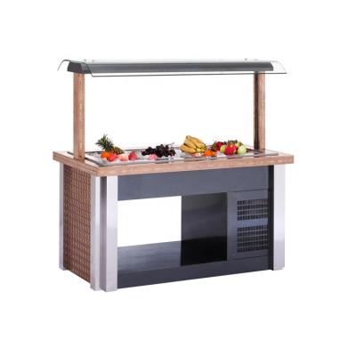 China Commercial color steel/304 stainless steel color stainless steel salad counter display refrigerator for restaurant buffet station for sale