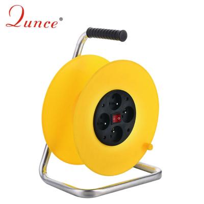 China French Type Four Outlets Retractable Small Home Appliance Cable Reel Drum Portable Automatic Cable Reel for sale