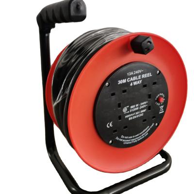 China British Home Appliance Type Orange Drum 25M/30M/50M UK Cable Reel Cable Reel 4 Plugs Reel With UK Plug BS Extension Cord 3*1.25 Bearing for sale