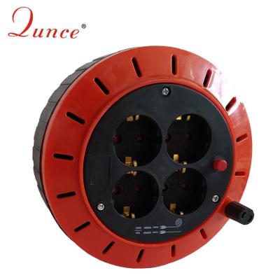 China Empty Plastic European Type Cable Reel Four Outlets Home Appliance Cable Reel Small With Thermal Cutout for sale