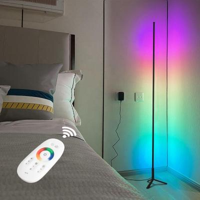 China 143cm Modern Nordic Triangle Standing Decorative Room RGB LED Tripod Corner Remote Control Floor Lamp For Drop Shipping for sale