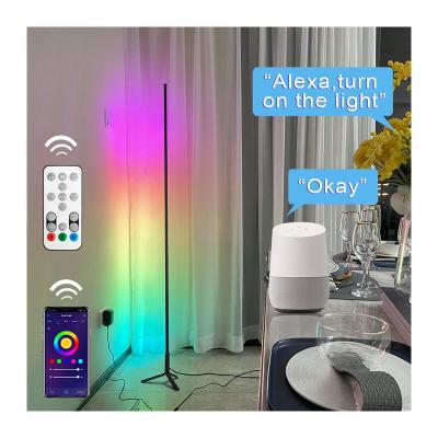 China Alexa Life With Google Home Modern Smart Dimmable RGB LED Smart Corner Floor Lamp For Drop Shipping for sale