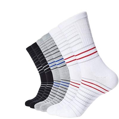 China Factory Wholesale Colorful Men's Breathable Polyester Sports Sock Thick Crew Socks In 6 Pairs Per Pack for sale