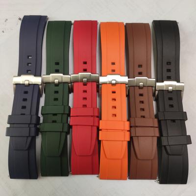 China Water Resistant Sport Band 20mm 22mm Sizes Can Custom Colors Quick Release FKM Rubber Watch Band for sale