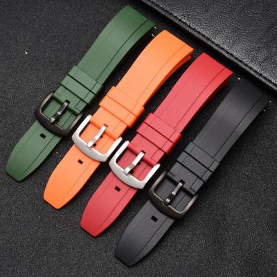 China 18mm 20mm 22mm Fluoro Universal Rubber Band Rubber Sports Watch Replacement Strap Waterproof Strap for sale