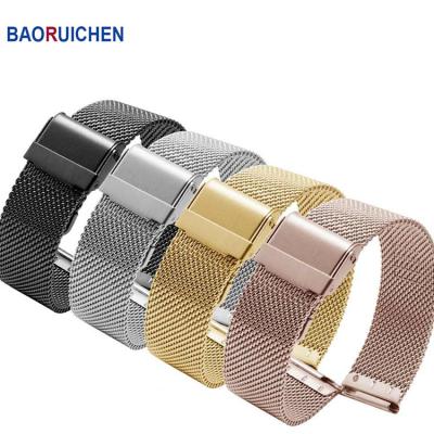 China Stainless Steel 4 Colors Stainless Steel Watch Strap Multiple Specifications Mesh Strap Double Insurance Buckle Watch Band for sale