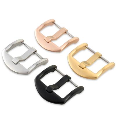 China Used For Watch Strap Stainless Steel Thumbnail Watch Buckle 16mm 18mm 20mm 22mm 24mm Black Silver PVD Rose Gold Leather Watch Strap for sale