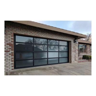 China Electric Aluminum Transparent Sectional Door Windproof PC Garage Tempered Glass House Frosted Garage Door for sale