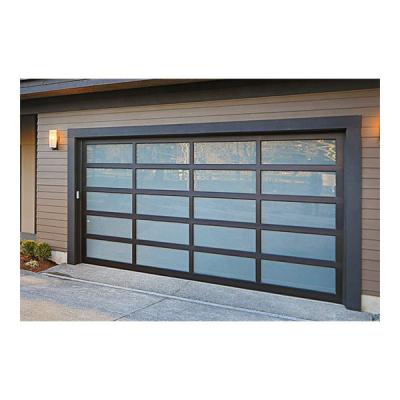 China Windproof Motor Controlled Stable Stylish Aluminum Frame Insulated Tempered Glass Garage Doors Price for sale