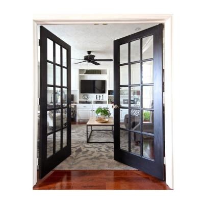 China Magnetic Modern Steel Security Double Screen French Door for sale